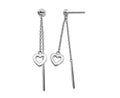 Oorhangers met Open hartje en staafje aan ketting zilver JE041S